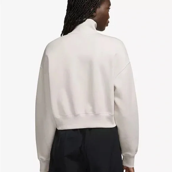 Nike Women's Phoenix Fleece Quarter-Zip Crop Sweatshirt Cream - Picture 2 of 5